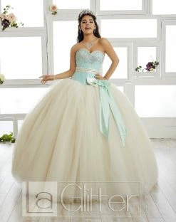 Sequined Bodice Strapless Dress By House Of Wu LA Glitter 24016