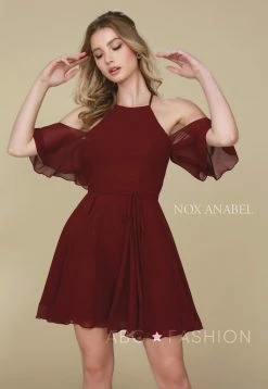 Short Cold Shoulder Dress With Flutter Sleeves By Nox Anabel T667 21 Short Cold Shoulder Dress With Flutter Sleeves By Nox Anabel T667 -Dresses Shop short cold shoulder dress with flutter sleeves by nox anabel t667 short cocktail dresses nox anabel 290468