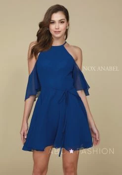 Short Cold Shoulder Dress With Flutter Sleeves By Nox Anabel T667 24 Short Cold Shoulder Dress With Flutter Sleeves By Nox Anabel T667 -Dresses Shop short cold shoulder dress with flutter sleeves by nox anabel t667 short cocktail dresses nox anabel xs navy 979289