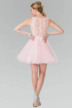 Short Dress With Lace Bodice And Sheer Waistline By Elizabeth K GS1427 -Dresses Shop short dress with lace bodice and sheer waistline by elizabeth k gs1427 short cocktail dresses elizabeth k 723805