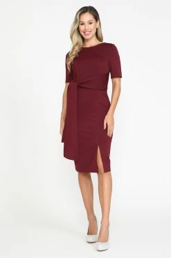Short Fitted Dress With Short Sleeves By Poly USA 8524 -Dresses Shop short fitted dress with short sleeves by poly usa 8524 short cocktail dresses poly usa s burgundy 534221