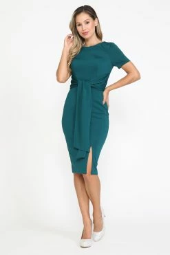 Short Fitted Dress With Short Sleeves By Poly USA 8524 -Dresses Shop short fitted dress with short sleeves by poly usa 8524 short cocktail dresses poly usa s green 309927