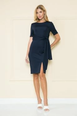 Short Fitted Dress With Short Sleeves By Poly USA 8524