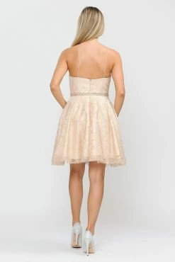 Short Glitter Print Dress With Pockets By Poly USA 8410 -Dresses Shop short glitter print dress with pockets by poly usa 8410 short cocktail dresses poly usa 787675