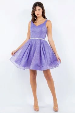 Short Glitter V-Neck Dress By Cinderella Couture 8047J