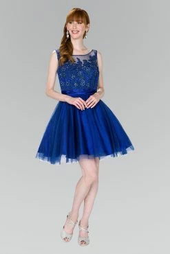 Short Illusion Dress With Lace Bodice By Elizabeth K GS2414