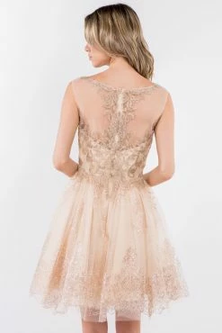 Short Illusion Glitter Print Dress By Elizabeth K GS1964 -Dresses Shop short illusion glitter print dress by elizabeth k gs1964 short cocktail dresses elizabeth k 230283