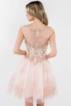 Short Illusion Glitter Print Dress By Elizabeth K GS1964 -Dresses Shop short illusion glitter print dress by elizabeth k gs1964 short cocktail dresses elizabeth k 740401