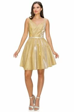 Short Metallic Glitter V-Neck Dress By Cinderella Couture 8013J -Dresses Shop short metallic glitter v neck dress by cinderella couture 8013j short cocktail dresses cinderella couture 671131
