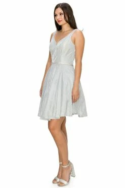 Short Metallic Glitter V-Neck Dress By Cinderella Couture 8013J -Dresses Shop short metallic glitter v neck dress by cinderella couture 8013j short cocktail dresses cinderella couture 683771