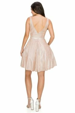 Short Metallic Glitter V-Neck Dress By Cinderella Couture 8013J -Dresses Shop short metallic glitter v neck dress by cinderella couture 8013j short cocktail dresses cinderella couture 687306