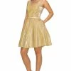 Short Metallic Glitter V-Neck Dress By Cinderella Couture 8013J