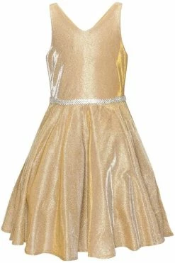 Short Metallic Glitter V-Neck Dress By Cinderella Couture 8013J -Dresses Shop short metallic glitter v neck dress by cinderella couture short cocktail dresses cinderella couture xs gold 626608