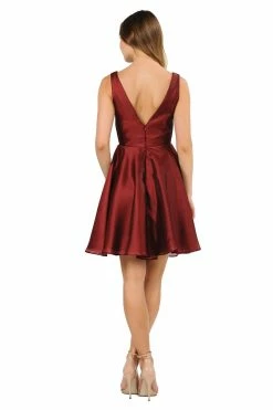 Short Metallic V-Neck Dress With Pockets By Poly USA 9018 -Dresses Shop short metallic v neck dress with pockets by poly usa 9018 short cocktail dresses poly usa 453922