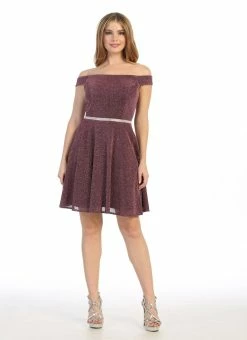 Short Off The Shoulder Metallic Glitter Dress By Celavie 6402S 29 Short Off The Shoulder Metallic Glitter Dress By Celavie 6402S -Dresses Shop short off the shoulder metallic glitter dress by celavie 6402s short cocktail dresses celavie m mauve 562158