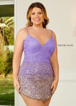 Short Ombre Sequin V-Neck Dress By Rachel Allan 40165 -Dresses Shop short ombre sequin v neck dress by rachel allan 40165 short cocktail dresses rachel allan 14w lilac gold 525196