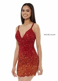 Short Ombre Sequin V-Neck Dress By Rachel Allan 40165 -Dresses Shop short ombre sequin v neck dress by rachel allan 40165 short cocktail dresses rachel allan 2 red tangerine 315372