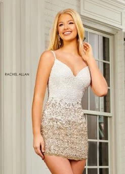 Short Ombre Sequin V-Neck Dress By Rachel Allan 40165