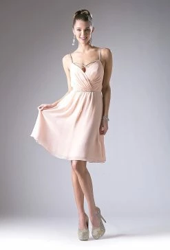 Ruched Short V-Neck Dress By Cinderella Divine 1009