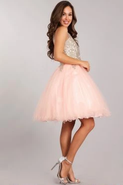 Short Ruffled Dress With Gold Applique Top By Cinderella Couture 5017 -Dresses Shop short ruffled dress with gold applique top by cinderella couture 5017 short cocktail dresses cinderella couture 947458