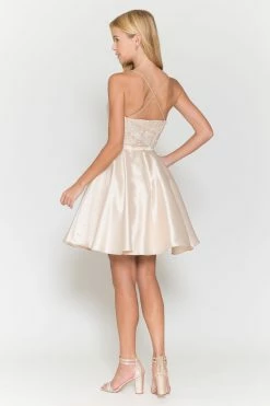 Short Sequin Bodice A-line Dress By Poly USA 8730 -Dresses Shop short sequin bodice a line dress by poly usa 8730 short cocktail dresses poly usa 107239