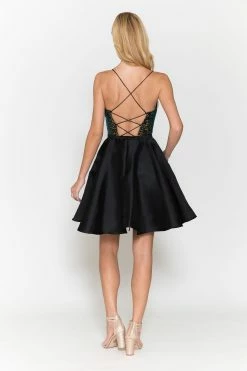 Short Sequin Bodice A-line Dress By Poly USA 8730 -Dresses Shop short sequin bodice a line dress by poly usa 8730 short cocktail dresses poly usa 284583