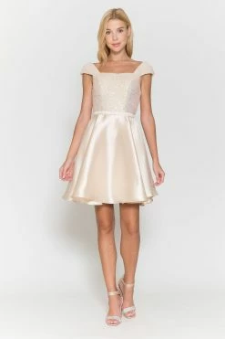 Short Sequin Bodice Cap Sleeve Dress By Poly USA 8732 -Dresses Shop short sequin bodice cap sleeve dress by poly usa 8732 short cocktail dresses poly usa 667590