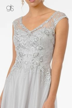 Long Cap Sleeve Chiffon Dress By Elizabeth K GL1826 -Dresses Shop short sleeve embroidered long chiffon dress by elizabeth k gl1826 long formal dresses elizabeth k 675744