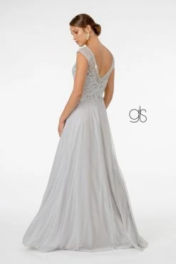 Long Cap Sleeve Chiffon Dress By Elizabeth K GL1826 -Dresses Shop short sleeve embroidered long chiffon dress by elizabeth k gl1826 long formal dresses elizabeth k 825216