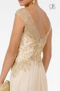 Long Cap Sleeve Chiffon Dress By Elizabeth K GL1826 -Dresses Shop short sleeve embroidered long chiffon dress by elizabeth k gl1826 long formal dresses elizabeth k 829984