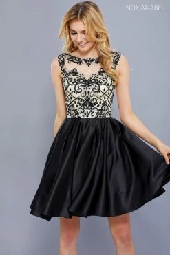 Short Sleeveless Dress With Beaded Bodice By Nox Anabel 6059
