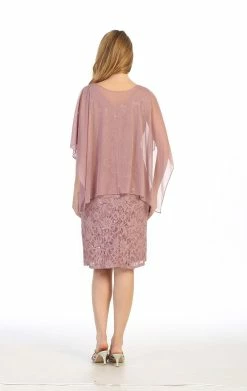 Short Sleeveless Lace Dress With Cape By Celavie 6365 -Dresses Shop short sleeveless lace dress with cape by celavie 6365 short cocktail dresses celavie 242947