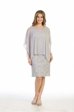 Short Sleeveless Lace Dress With Cape By Celavie 6365 -Dresses Shop short sleeveless lace dress with cape by celavie 6365 short cocktail dresses celavie 287902