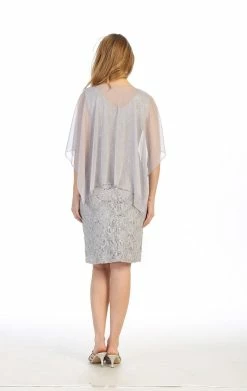 Short Sleeveless Lace Dress With Cape By Celavie 6365 -Dresses Shop short sleeveless lace dress with cape by celavie 6365 short cocktail dresses celavie 300553