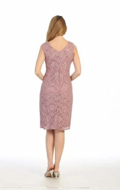 Short Sleeveless Lace Dress With Cape By Celavie 6365 -Dresses Shop short sleeveless lace dress with cape by celavie 6365 short cocktail dresses celavie 914090