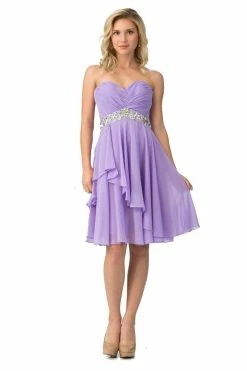 Short Strapless Dress With Beaded Waist By Star Box 6071 - Outlet