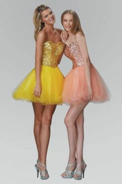 Short Strapless Dress With Jeweled Bodice By Elizabeth K GS2034