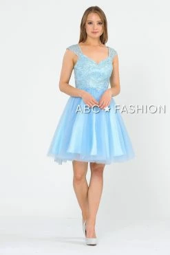 Short Tulle Dress With Embellished Bodice By Poly USA 8284 -Dresses Shop short tulle dress with embellished bodice by poly usa 8284 short cocktail dresses poly usa 235959