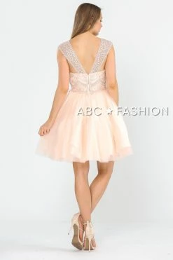 Short Tulle Dress With Embellished Bodice By Poly USA 8284 -Dresses Shop short tulle dress with embellished bodice by poly usa 8284 short cocktail dresses poly usa 337852