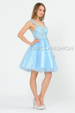 Short Tulle Dress With Embellished Bodice By Poly USA 8284 -Dresses Shop short tulle dress with embellished bodice by poly usa 8284 short cocktail dresses poly usa 612943