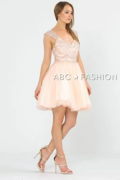 Short Tulle Dress With Embellished Bodice By Poly USA 8284 -Dresses Shop short tulle dress with embellished bodice by poly usa 8284 short cocktail dresses poly usa 861583