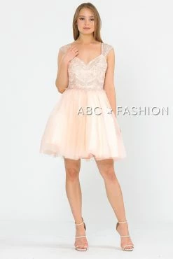 Short Tulle Dress With Embellished Bodice By Poly USA 8284 -Dresses Shop short tulle dress with embellished bodice by poly usa 8284 short cocktail dresses poly usa 979459