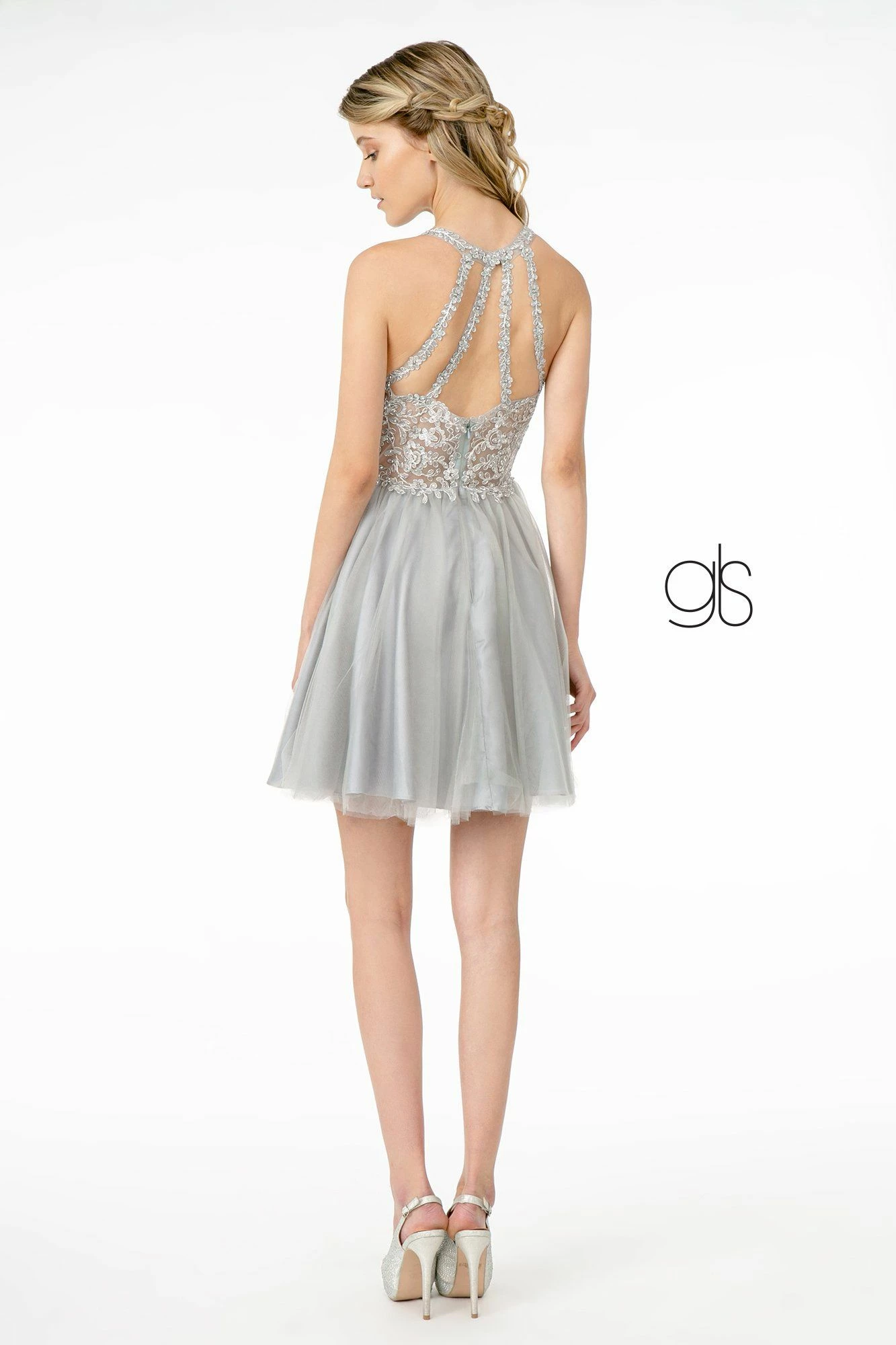 Short Tulle Dress With Embroidered Bodice By Elizabeth K GS2809 8 Short Tulle Dress With Embroidered Bodice By Elizabeth K GS2809 - Image 6