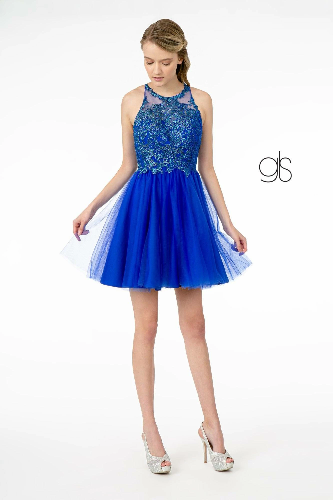 Short Tulle Dress With Embroidered Bodice By Elizabeth K GS2809 11 Short Tulle Dress With Embroidered Bodice By Elizabeth K GS2809 - Image 9