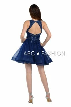 Short Tulle Dress With Lace Applique Bodice By Poly USA 8074 -Dresses Shop short tulle dress with lace applique bodice by poly usa 8074 short cocktail dresses poly usa 134715