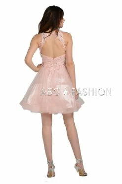 Short Tulle Dress With Lace Applique Bodice By Poly USA 8074 -Dresses Shop short tulle dress with lace applique bodice by poly usa 8074 short cocktail dresses poly usa 459828