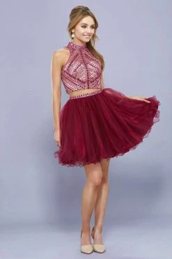 Short Two Piece Dress With Beaded Top By Nox Anabel 6326 -Dresses Shop short two piece dress with beaded top by nox anabel 6326 short cocktail dresses nox anabel 244936