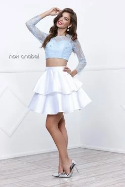 Short Two Piece Dress With Lace Top By Nox Anabel 6290