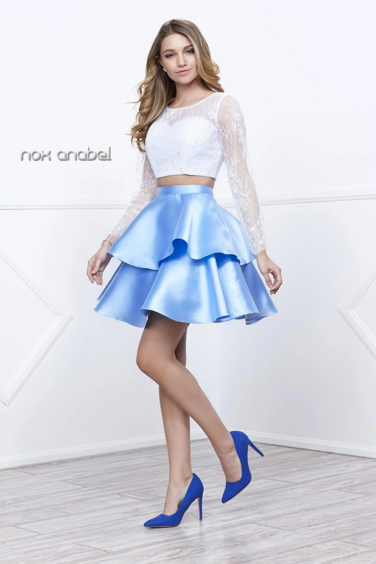Short Two Piece Dress With Lace Top By Nox Anabel 6290 5 Short Two Piece Dress With Lace Top By Nox Anabel 6290 - Image 3