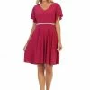 Short V-Neck Jersey Dress With Flutter Sleeves By Celavie 6413 2 Short V-Neck Jersey Dress With Flutter Sleeves By Celavie 6413 -Dresses Shop short v neck jersey dress with flutter sleeves by celavie 6413 short cocktail dresses celavie s fuchsia 786805